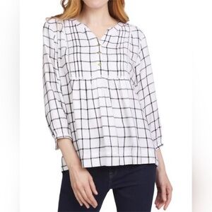 NWT WRANGLER PLAID BLOUSE white